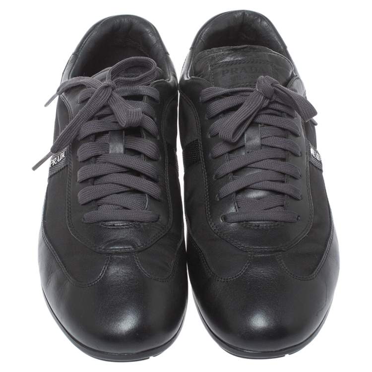Pre Owned Prada Sport Black Leather and Nylon Trainers Sneakers Size 43.5
