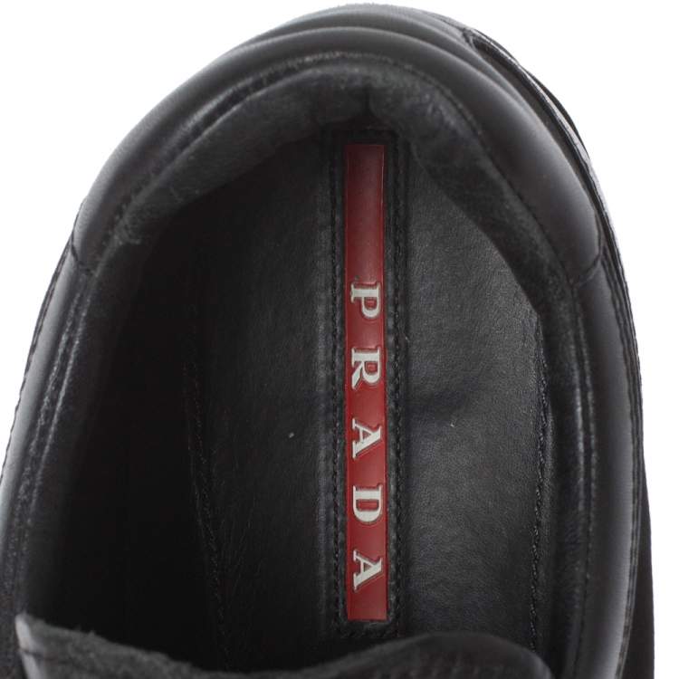 Pre Owned Prada Sport Black Leather and Nylon Trainers Sneakers Size 43.5