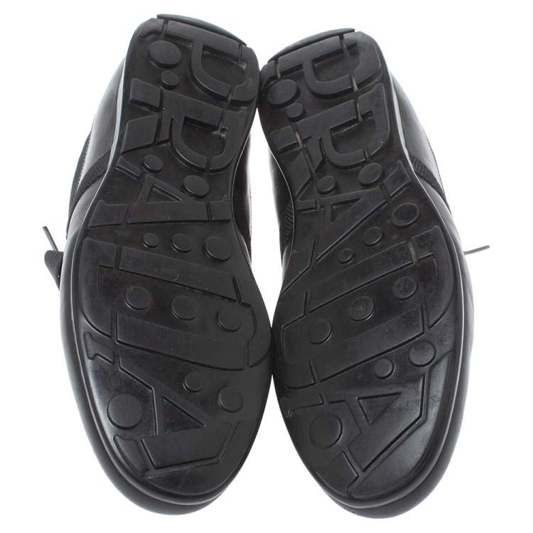 Pre Owned Prada Sport Black Leather and Nylon Trainers Sneakers Size 43.5