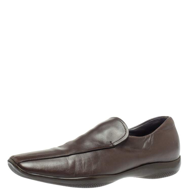 Men's Brown Patent Leather Slip On Loafers