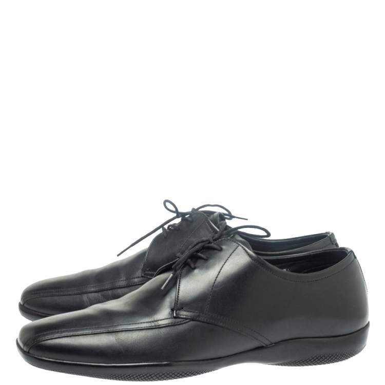 Pre Owned Prada Sports Black Leather Lace Up Derby Size 41.5 