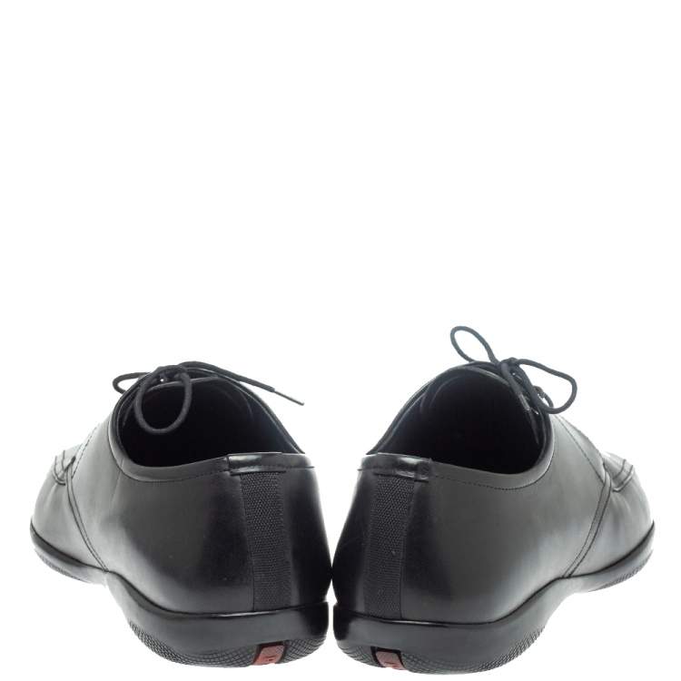 Pre Owned Prada Sports Black Leather Lace Up Derby Size 41.5 