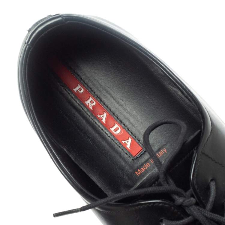 Pre Owned Prada Sports Black Leather Lace Up Derby Size 41.5 