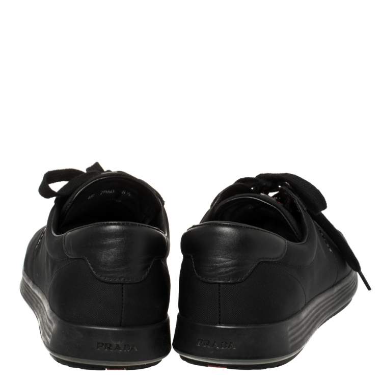 مملوكة مسبقًا Prada Sports Black Nylon Lace Up Low Top Sneakers Size 42.5