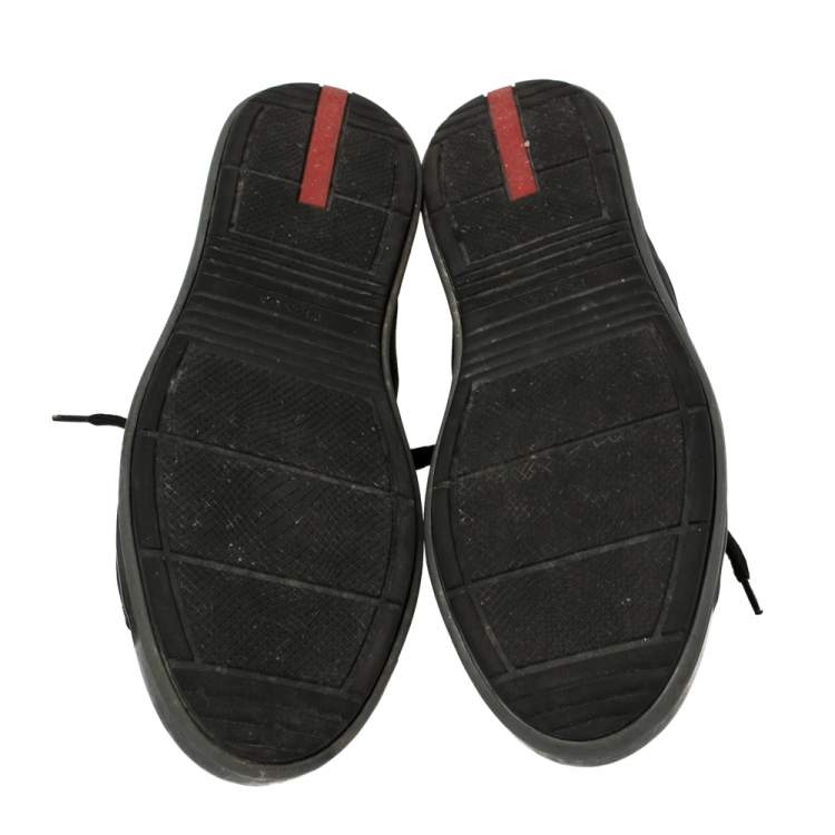 مملوكة مسبقًا Prada Sports Black Nylon Lace Up Low Top Sneakers Size 42.5