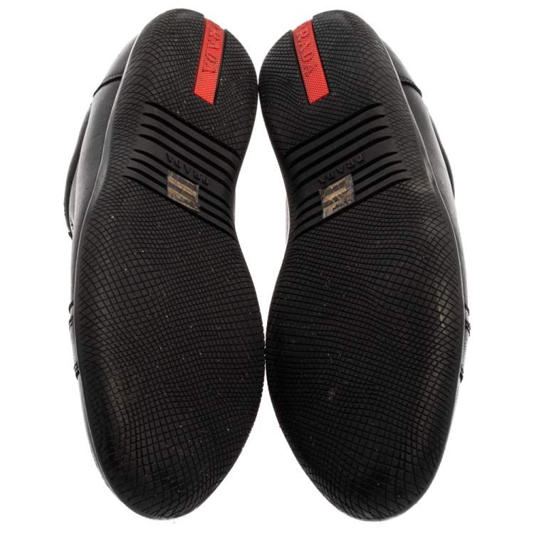 Pre Owned Prada Sport Black Leather Low Top Sneakers Size 39