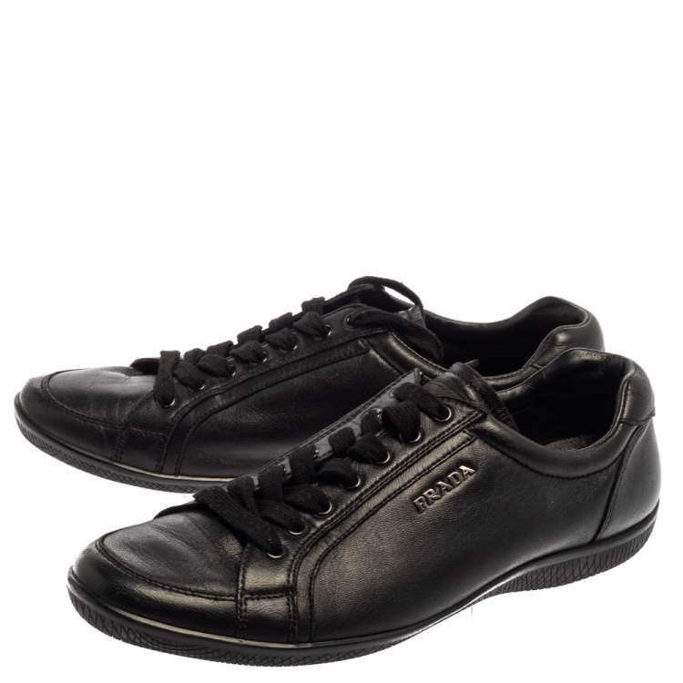 Pre Owned Prada Sport Black Leather Low Top Sneakers Size 39