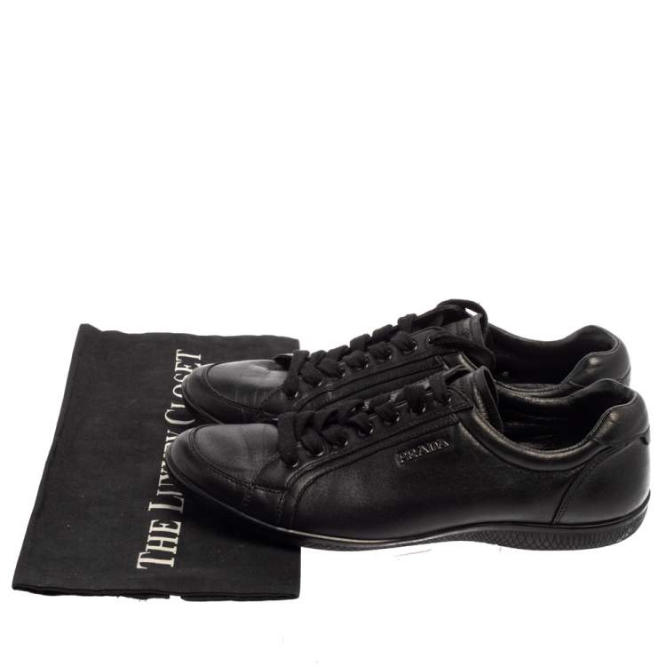 Pre Owned Prada Sport Black Leather Low Top Sneakers Size 39