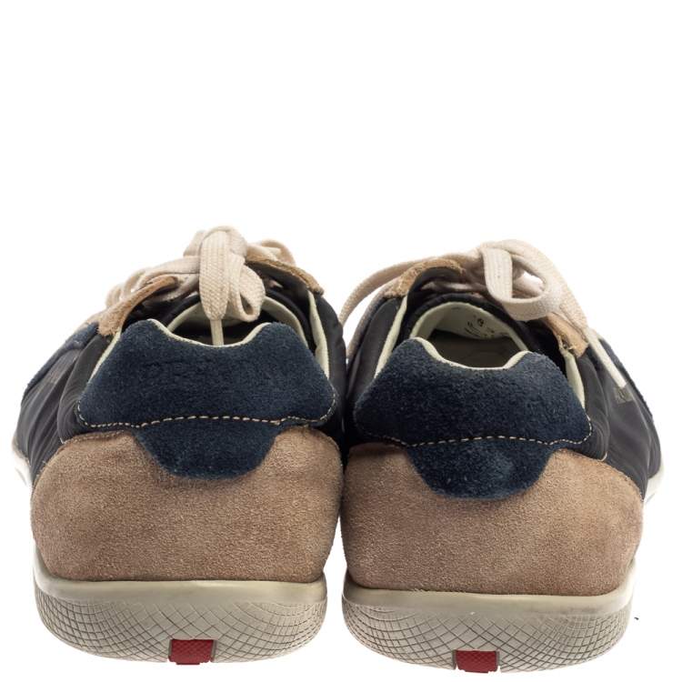 Pre Owned Prada Sport Blue/Beige Suede And Nylon Low Top Sneakers Size 43