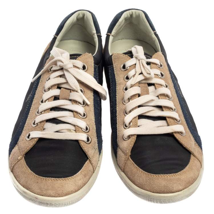Pre Owned Prada Sport Blue/Beige Suede And Nylon Low Top Sneakers Size 43
