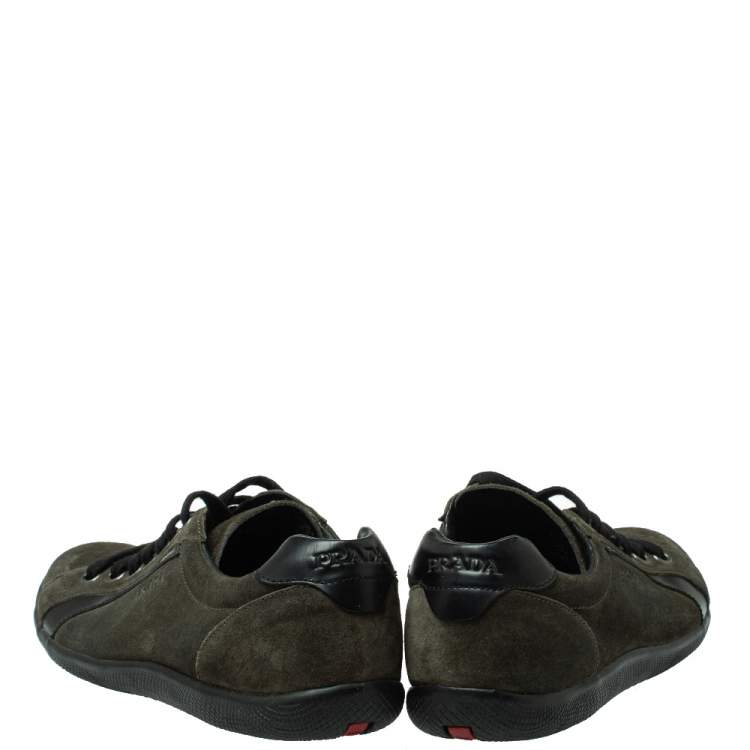 Pre Owned Prada Sport Green Suede Lace Up Sneakers Size 41.5
