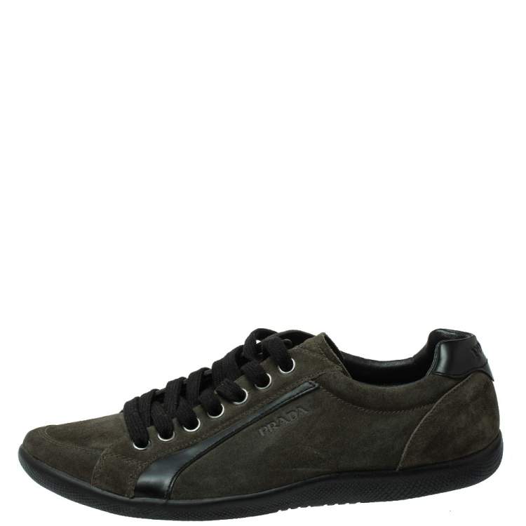 Pre Owned Prada Sport Green Suede Lace Up Sneakers Size 41.5