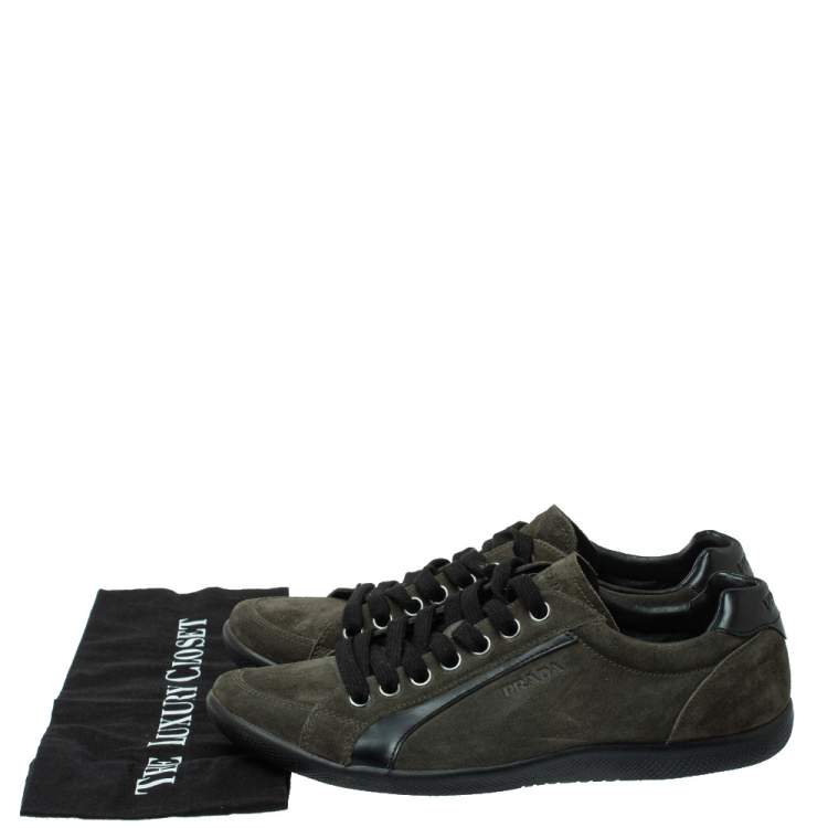 Pre Owned Prada Sport Green Suede Lace Up Sneakers Size 41.5