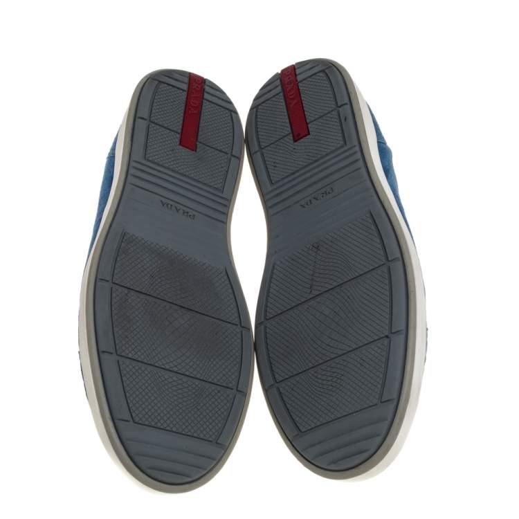 Pre Owned Prada Sport Blue Suede Low Top Sneakers Size 46