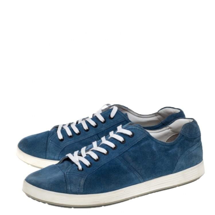 Pre Owned Prada Sport Blue Suede Low Top Sneakers Size 46