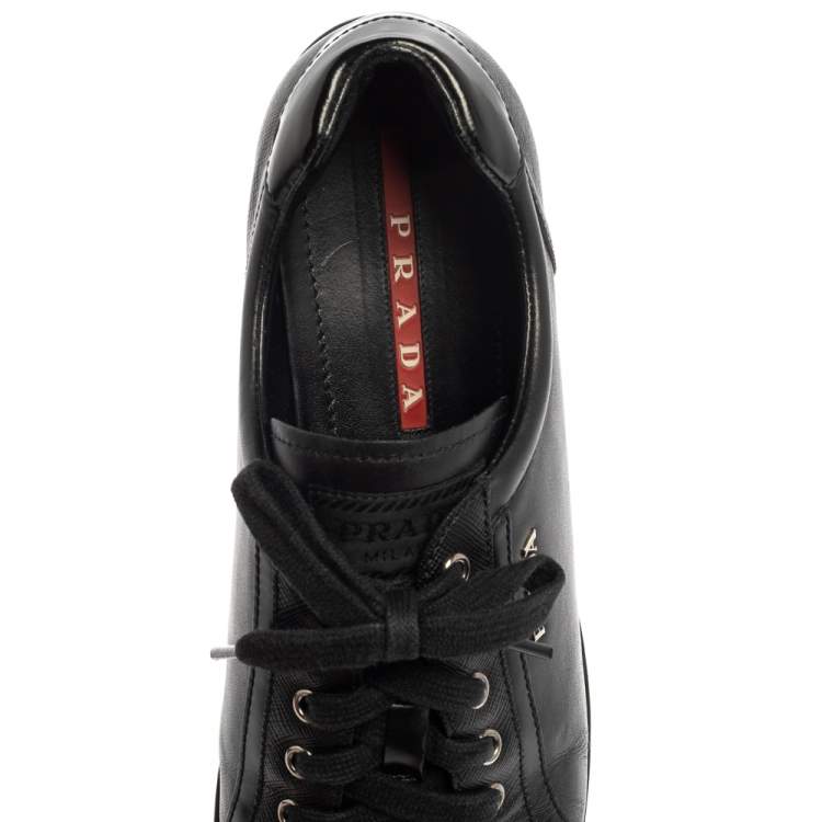 مملوكة مسبقًا Prada Sport Black Leather Low Top Sneakers Size 41