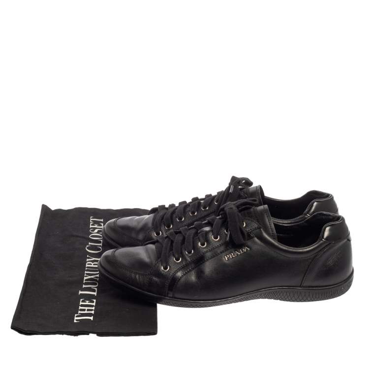 مملوكة مسبقًا Prada Sport Black Leather Low Top Sneakers Size 41