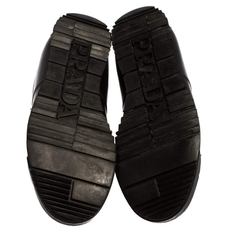 Pre Owned Prada Sport Black Leather And Suede Low Top Sneakers Size 40.5