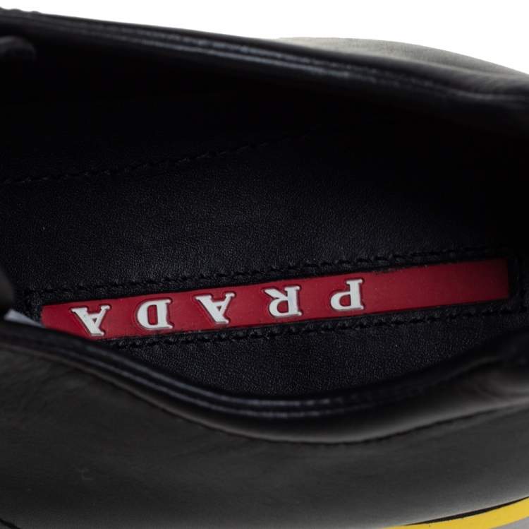Pre Owned Prada Sport Black Leather Velcro Strap Low Top Sneakers Size 41.5
