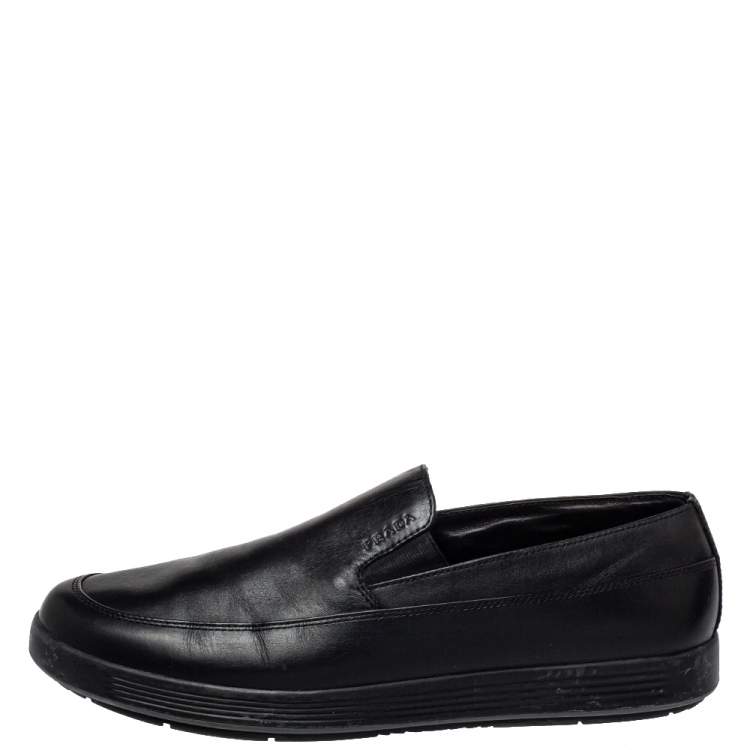 Pre Owned Prada Sport Black Leather Slip On Loafers Size 40