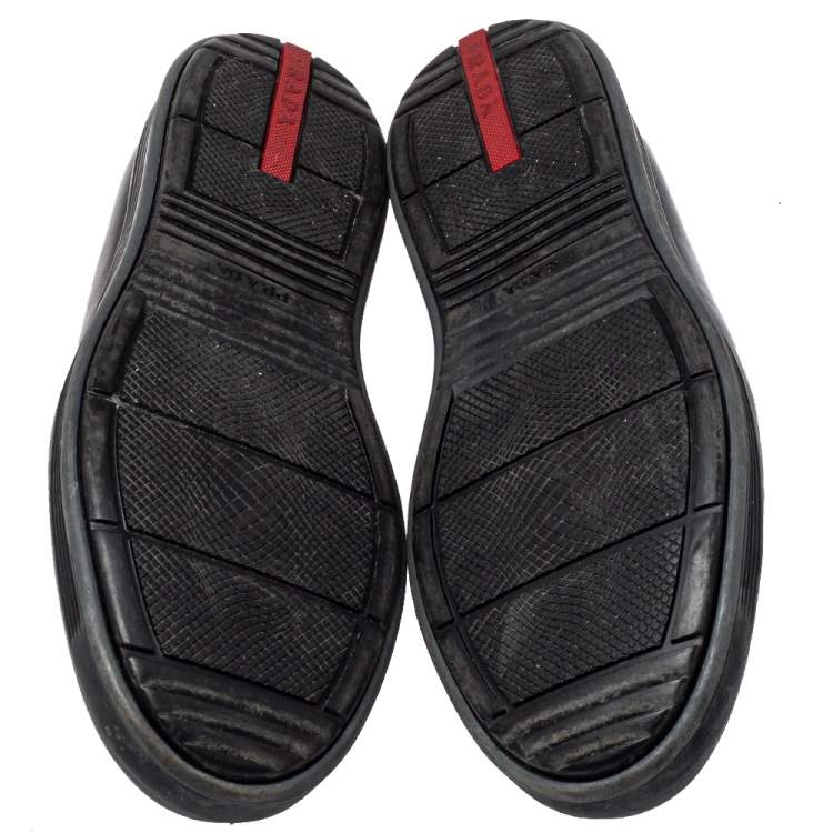 Pre Owned Prada Sport Black Leather Slip On Loafers Size 40