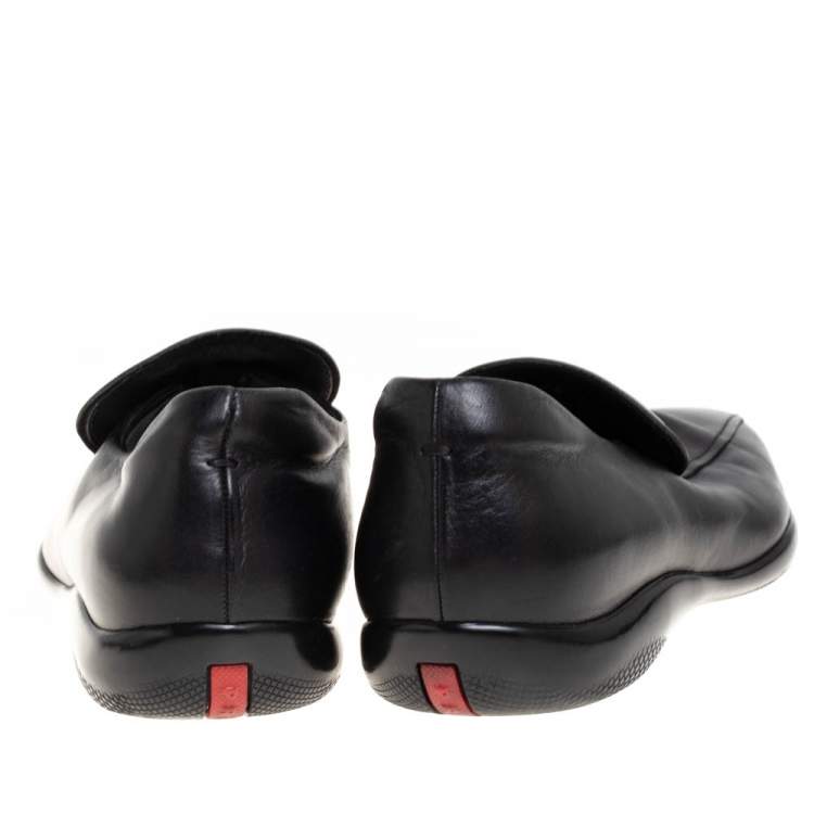 Pre Owned Prada Sports Black Leather Slip On Loafers Size 43