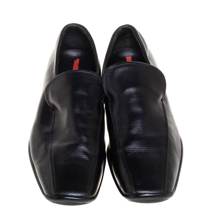 Pre Owned Prada Sports Black Leather Slip On Loafers Size 43