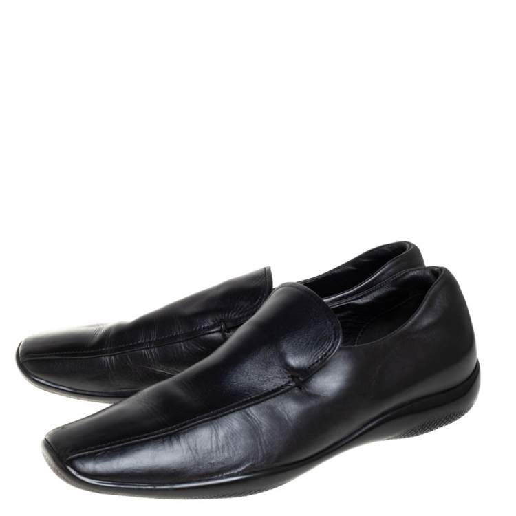 Pre Owned Prada Sports Black Leather Slip On Loafers Size 43