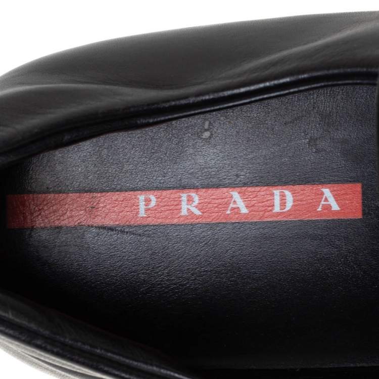 Pre Owned Prada Sports Black Leather Slip On Loafers Size 43