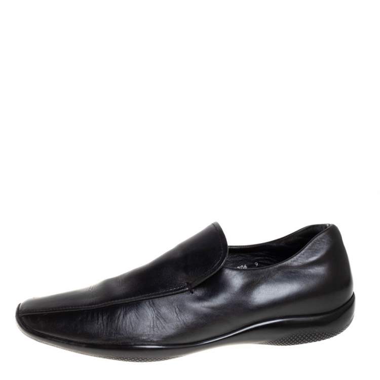 Pre Owned Prada Sports Black Leather Slip On Loafers Size 43