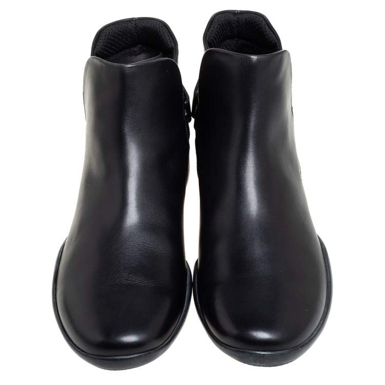 Pre Owned Prada Sport Black Leather Velcro Strap Ankle Boots Size 42