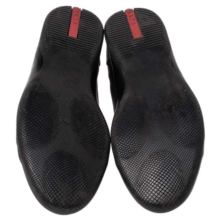 Pre Owned Prada Sport Black Leather Low Top Sneakers Size 40