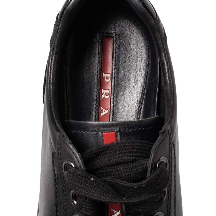 Pre Owned Prada Sport Black Leather Low Top Sneakers Size 40
