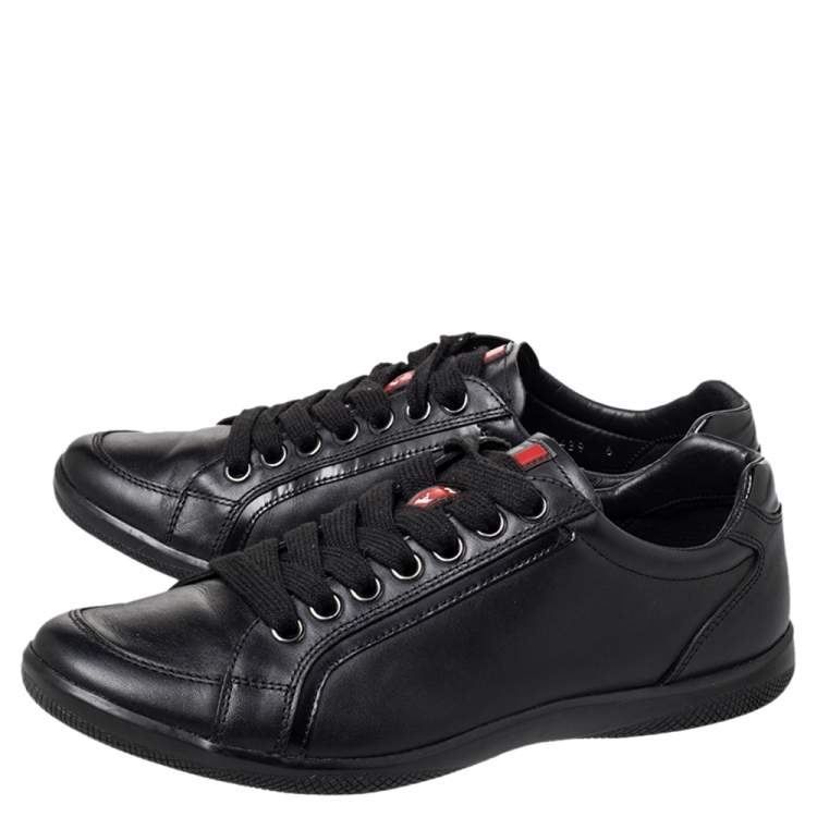 Pre Owned Prada Sport Black Leather Low Top Sneakers Size 40