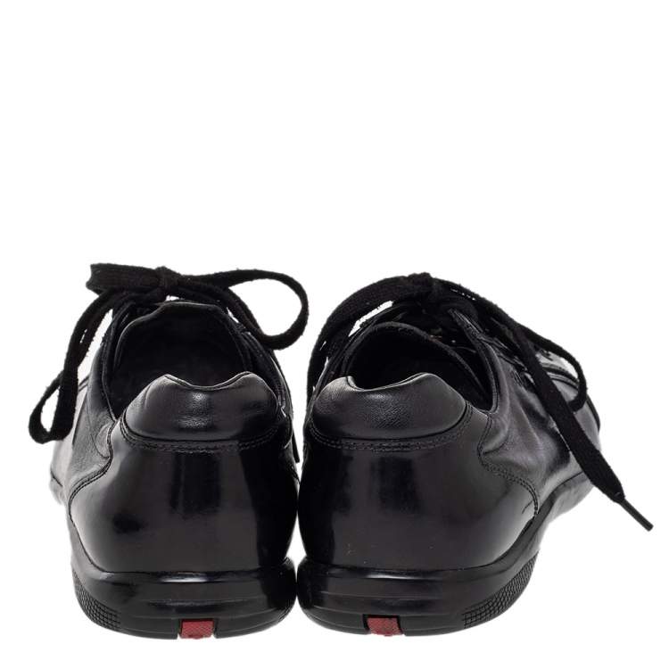 Pre Owned Prada Sport Black Leather Low Top Sneakers Size 44