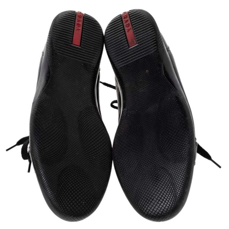 Pre Owned Prada Sport Black Leather Low Top Sneakers Size 44