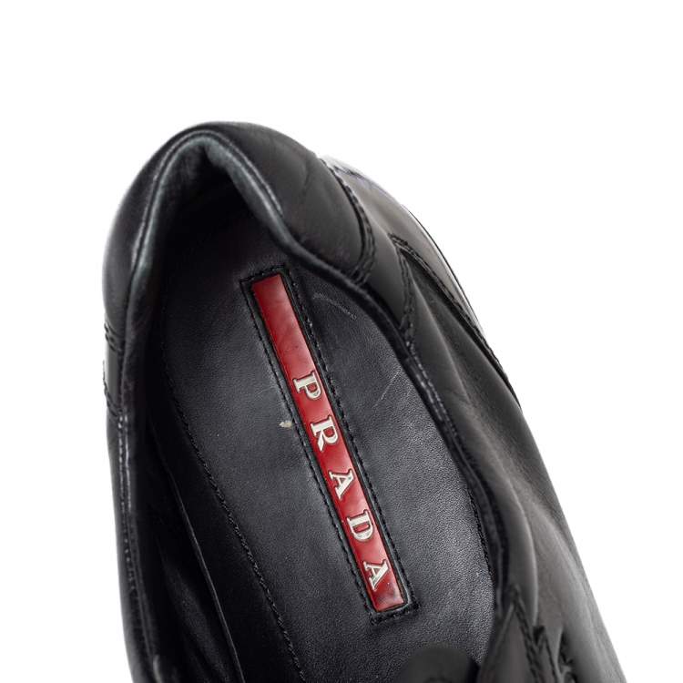 Pre Owned Prada Sport Black Leather Low Top Sneakers Size 44