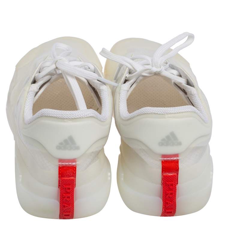 Pre Owned Prada Sport x Adidas White Translucent Mesh And Rubber Luna Rossa Sneakers Size 43 1/3