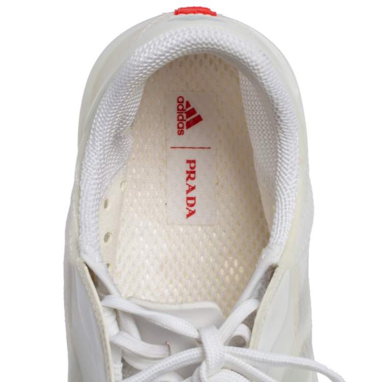 Pre Owned Prada Sport x Adidas White Translucent Mesh And Rubber Luna Rossa Sneakers Size 43 1/3