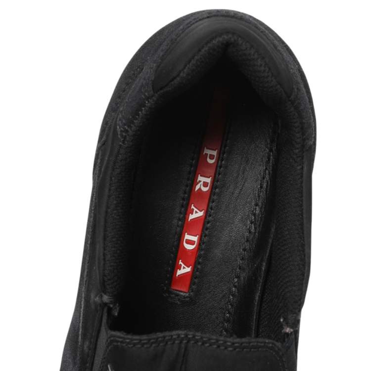 Pre Owned Prada Sport Black Suede And Nylon Slip On Sneakers Size 40