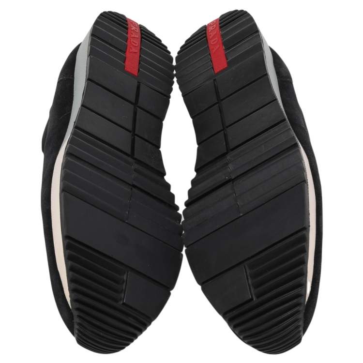 Pre Owned Prada Sport Black Suede And Nylon Slip On Sneakers Size 40