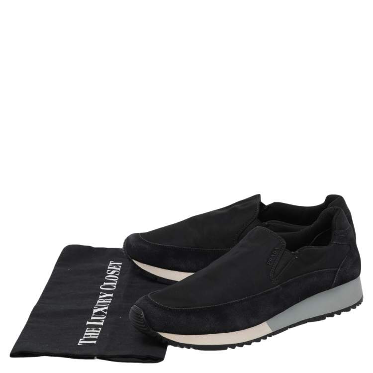 Pre Owned Prada Sport Black Suede And Nylon Slip On Sneakers Size 40