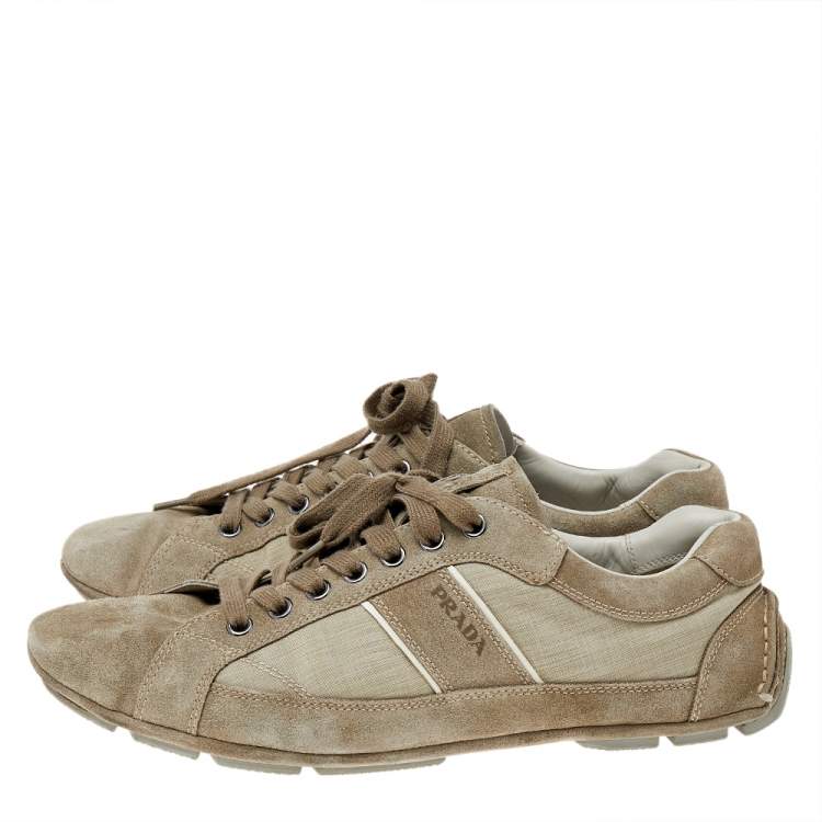 Pre Owned Prada Sport Grey Suede And Nylon Low Top Sneakers Size 43