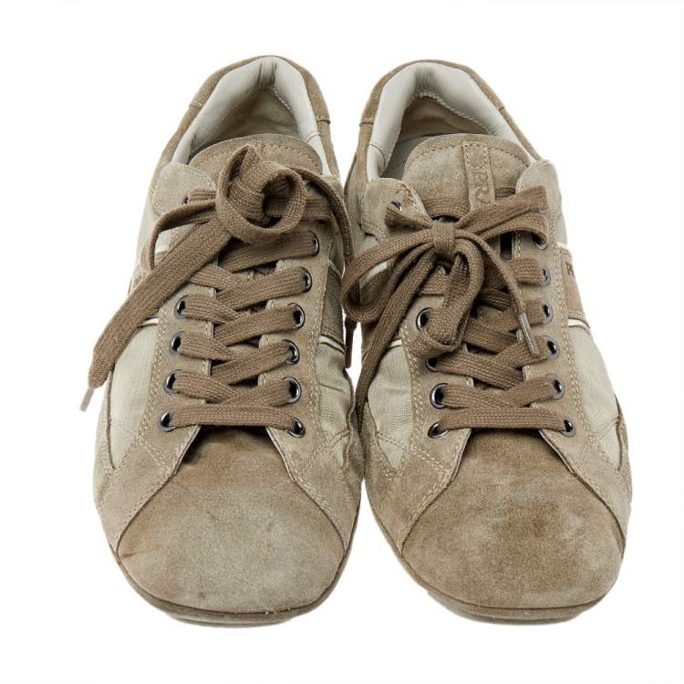 Pre Owned Prada Sport Grey Suede And Nylon Low Top Sneakers Size 43