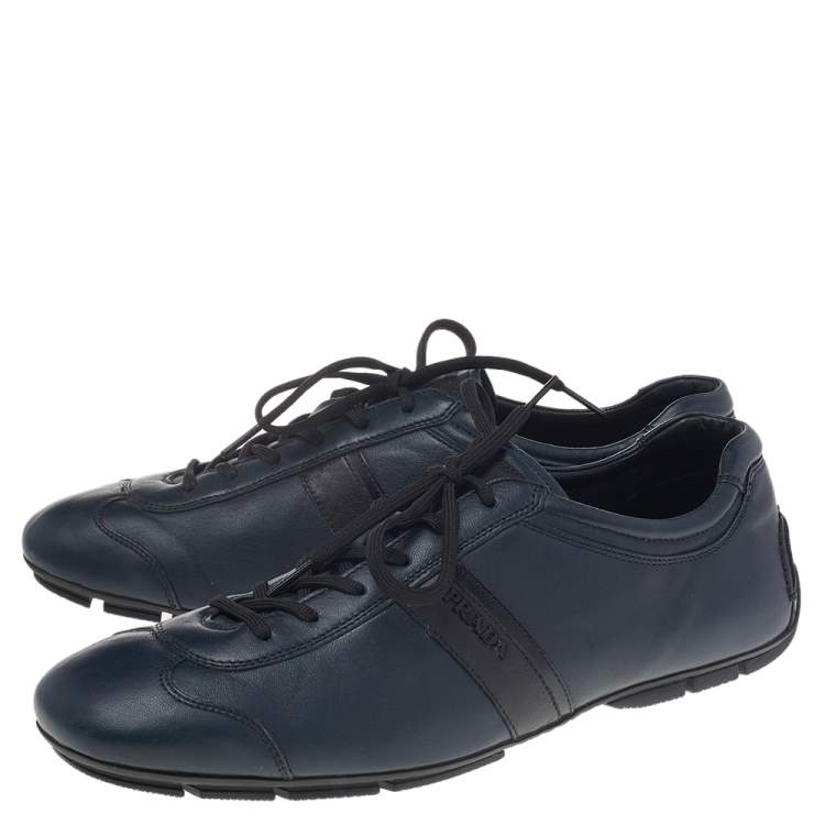 Pre Owned Prada Sport Blue Leather Low Top Sneakers Size 42.5