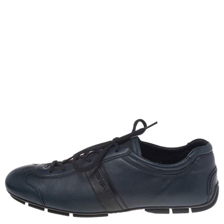 Pre Owned Prada Sport Blue Leather Low Top Sneakers Size 42.5