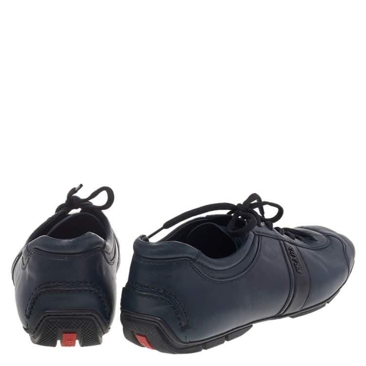 Pre Owned Prada Sport Blue Leather Low Top Sneakers Size 42.5