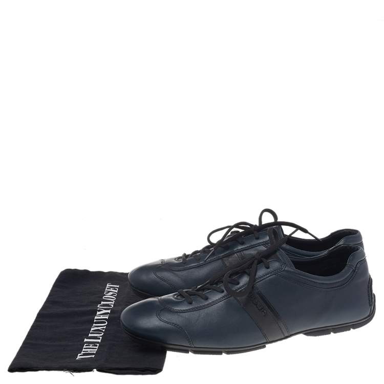Pre Owned Prada Sport Blue Leather Low Top Sneakers Size 42.5