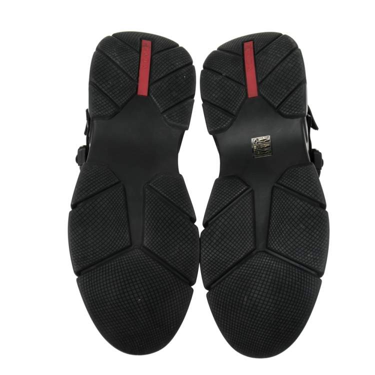 Pre Owned Prada Sport Black Neoprene Buckle And Velcro Sneakers Size 46