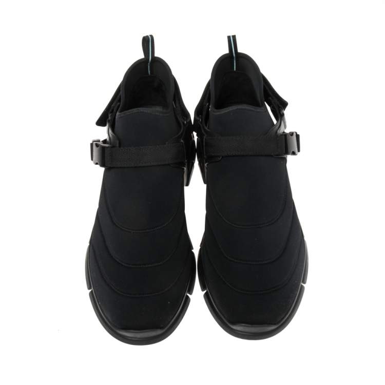 Pre Owned Prada Sport Black Neoprene Buckle And Velcro Sneakers Size 46